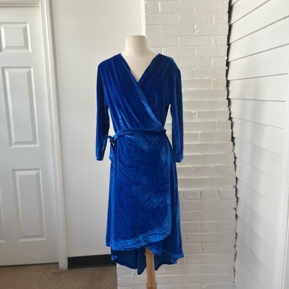 NWT Blue Velour Fit and Flare dress - Picture 4 of 11